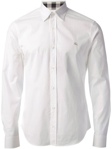 burberry mens classic-fit white short sleeve button top|Burberry long sleeve shirts.